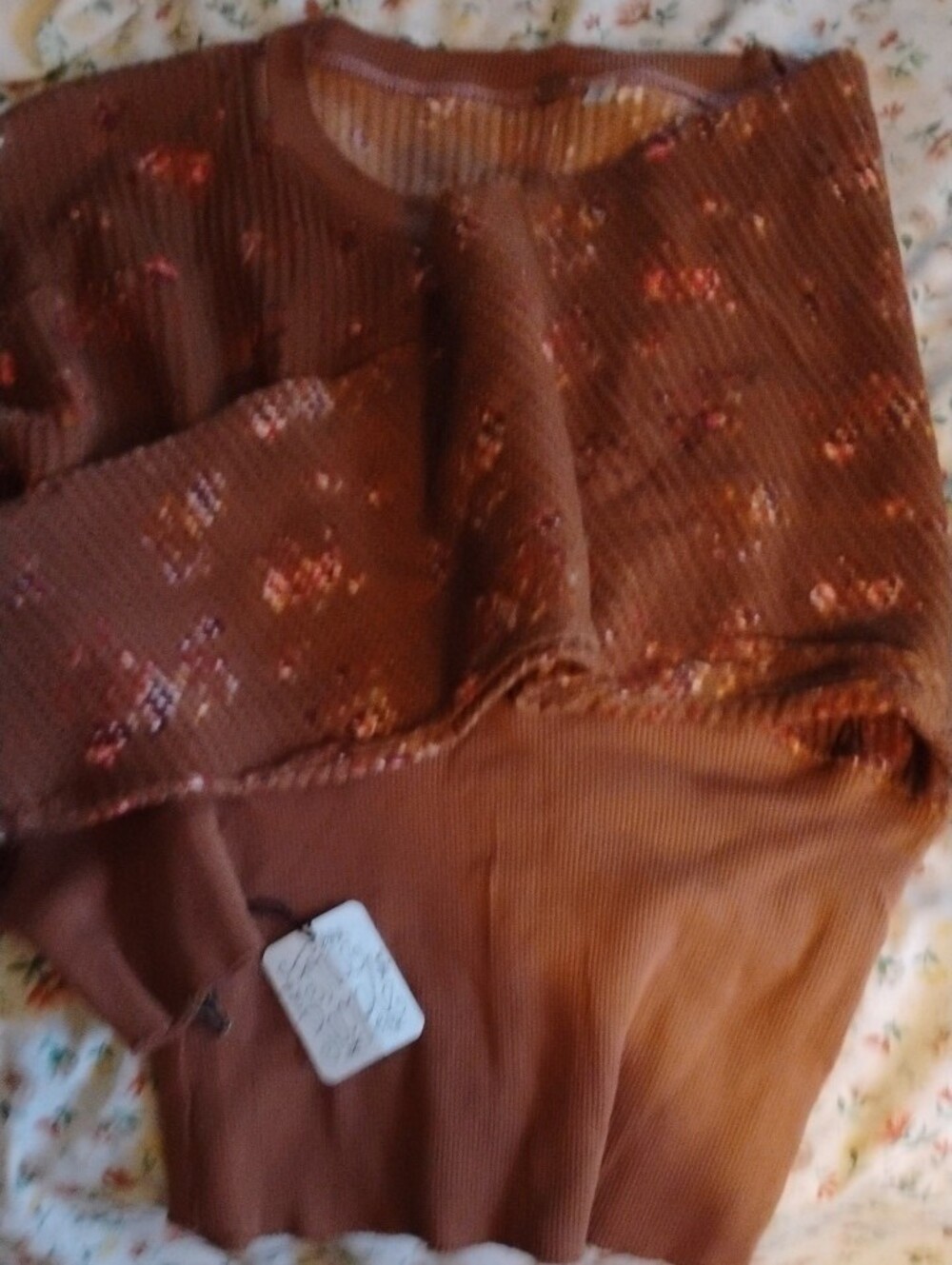 Free People Burnt Orange Floral Scoop-Neck Cropped Sweater - Picture 7 of 7